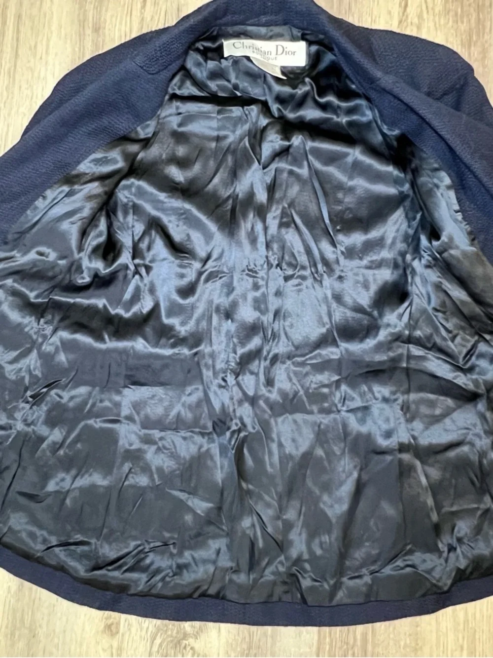 Christian Dior Boutique Navy Textured Blazer Jacket Size 8